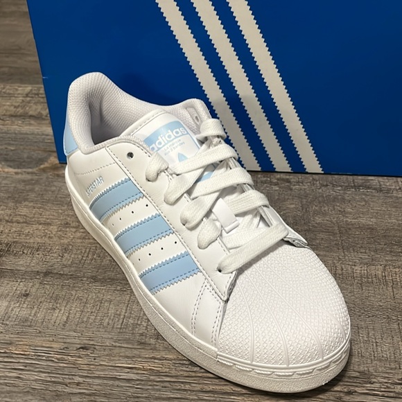 NWT Adidas Originals Superstar XLG Women's Shoes - White/Baby Blue - IF3003 - Picture 8 of 10